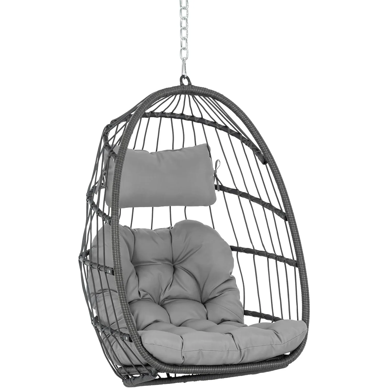 Swing Egg Chair Without Stand Indoor Outdoor, Foldable Wicker Rattan Hanging Egg Chairs Hammock Egg Basket Chair