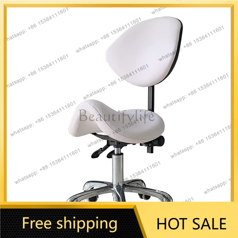 Factory Direct Sales Beauty Stool Pulley Mobile Lifting Rotating Round Stool High Foot Big Work Chair