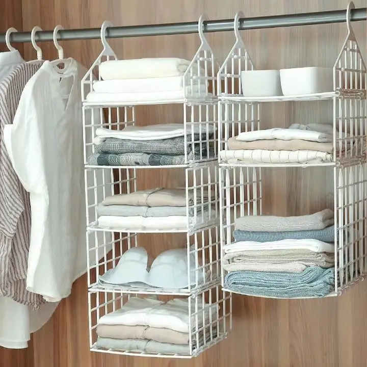 Wardrobe Storage Rack Layered Storage Basket Multifunctional Clothes Arrangement Organization Multilayer Storage Rack