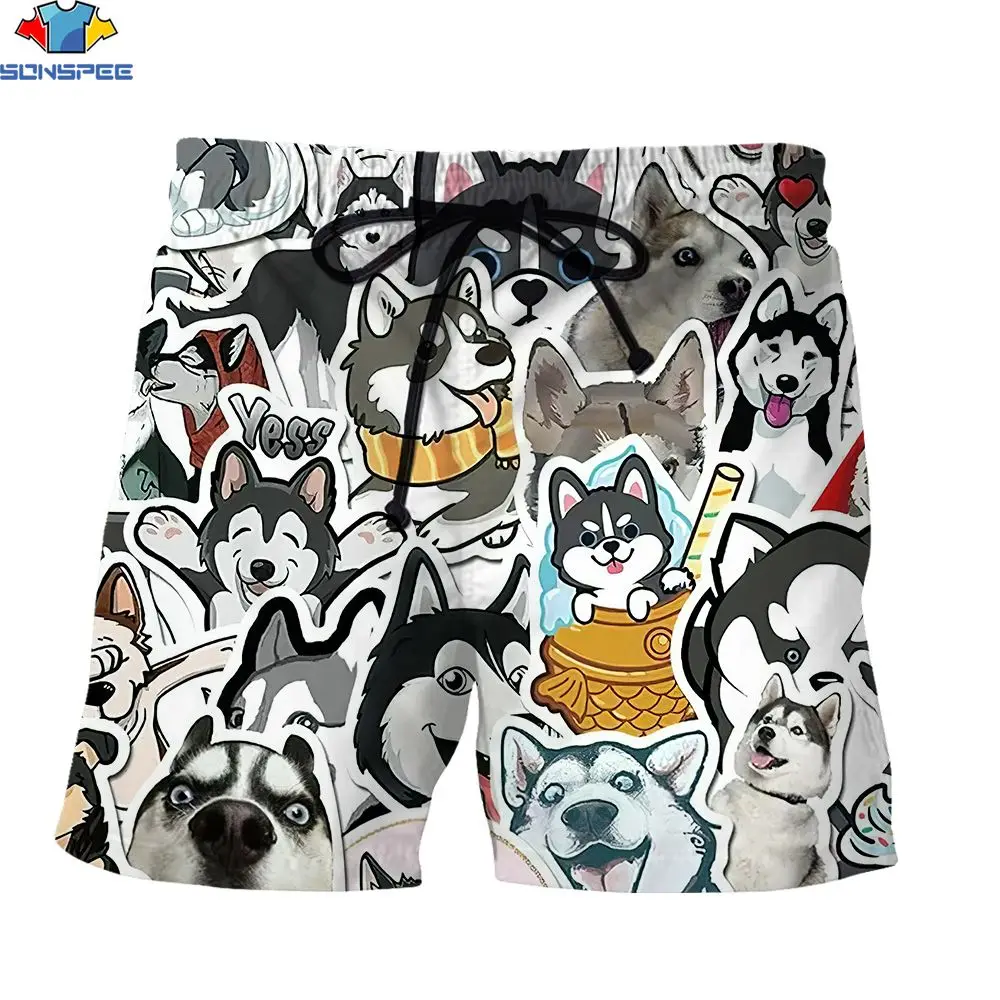 SONSPEE 3D Print Cartoon Animal Men's Shorts Husky Sticker Summer Fashionista Sports Trend Outdoor Beach Street Harajuku Shorts