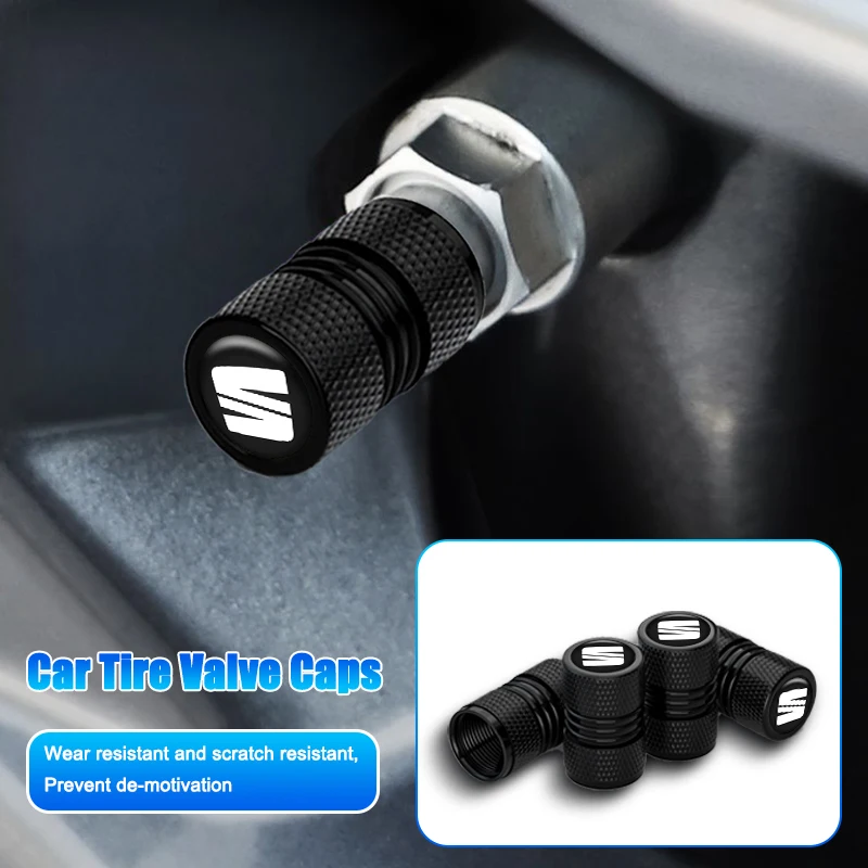 Aluminum Alloy Car Valve Caps Car Wheel Tires Valves Tyre Stem For SEAT Ibiza Leon Cupra E-Racer Ateca FR Mk3 Auto Accessories