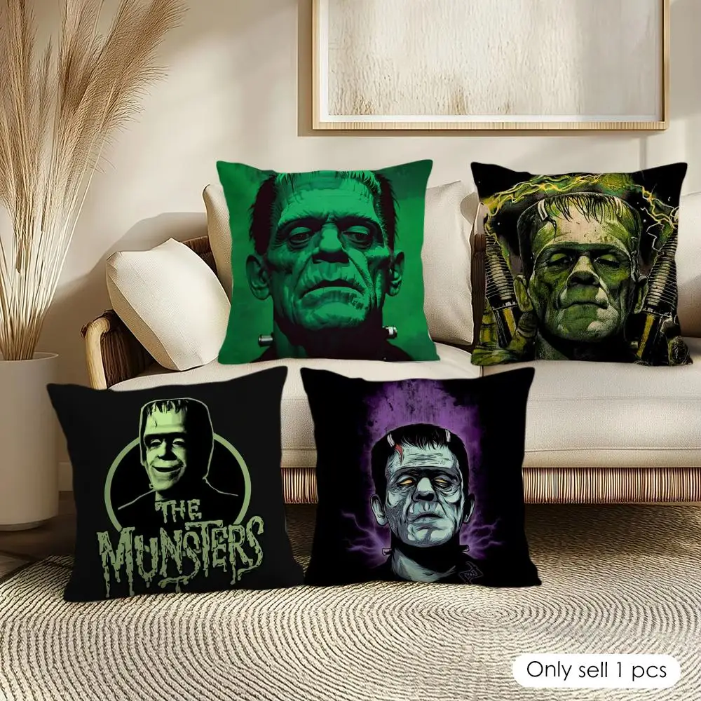 U-Universal Monsters Horror Cushion Cover Soft Short Plush Pillow Cover Smooth Cozy Texture Aesthetic Cushion Case Home Decor