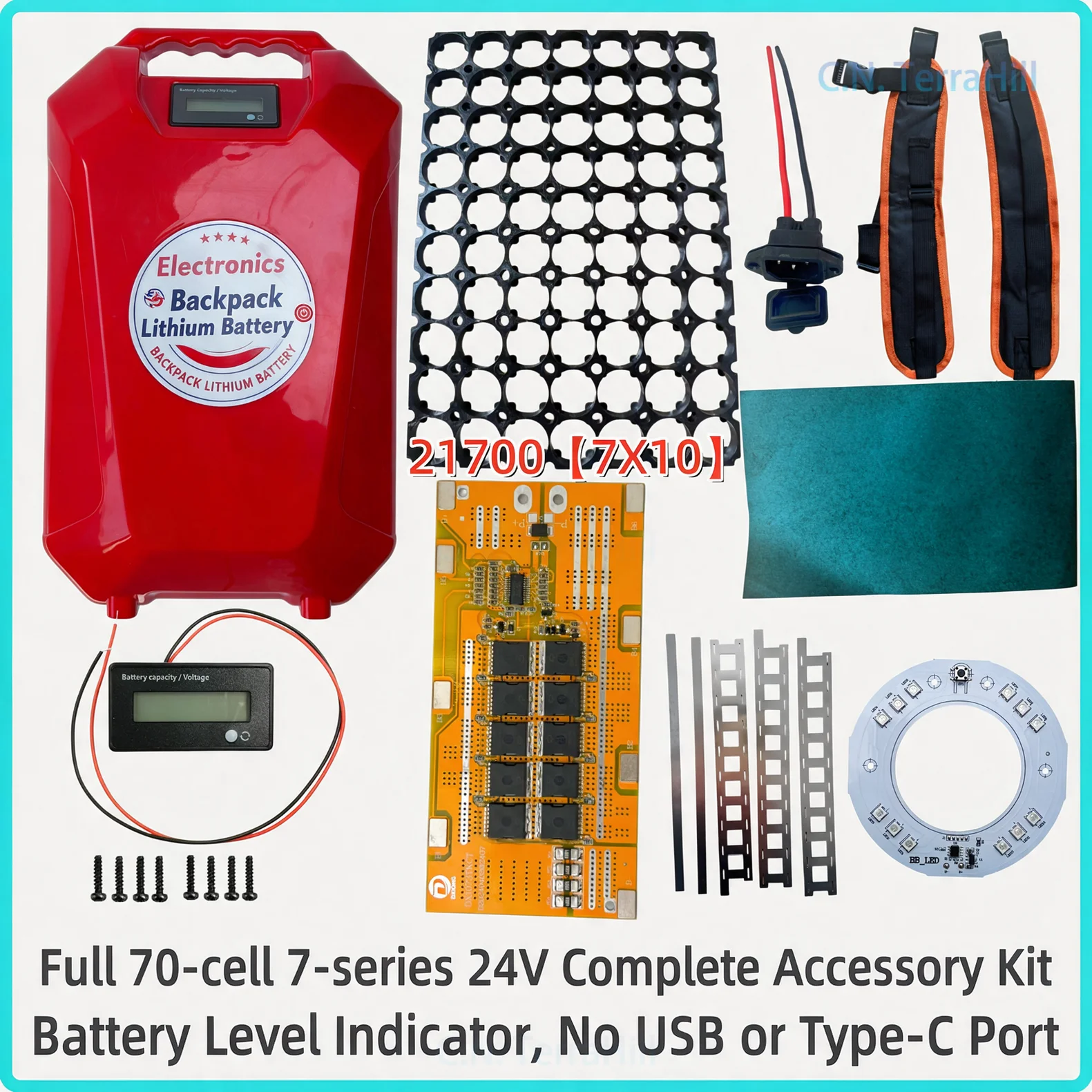 7S 24V 21700 Lithium Battery Backpack Kit 70-Section Ultra-Long Endurance Power Pack for Electric Tools Outdoor