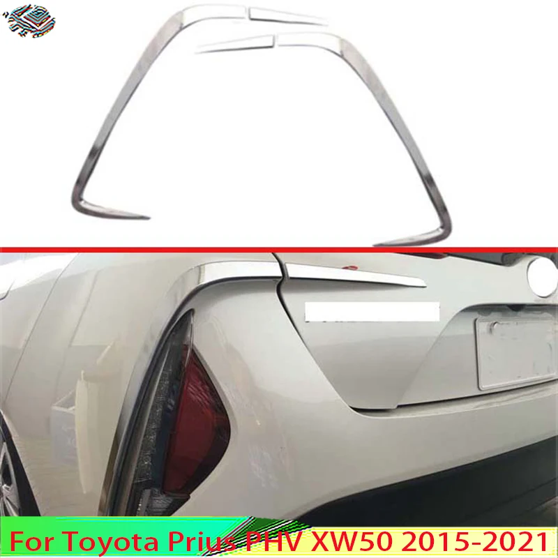 For Toyota Prius PHV XW50 2017 2018 2015-2021 Decorate Accessories ABS Chrome Rear Reflector Fog Light Lamp Cover Trim