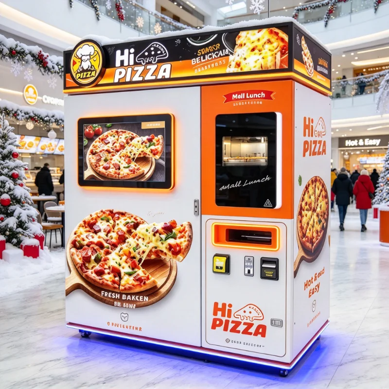 Unmanned Pizza Vending Machine 24 7 Fully Automatic Stainless Steel Multi Payment Cloud Remote Management Customized