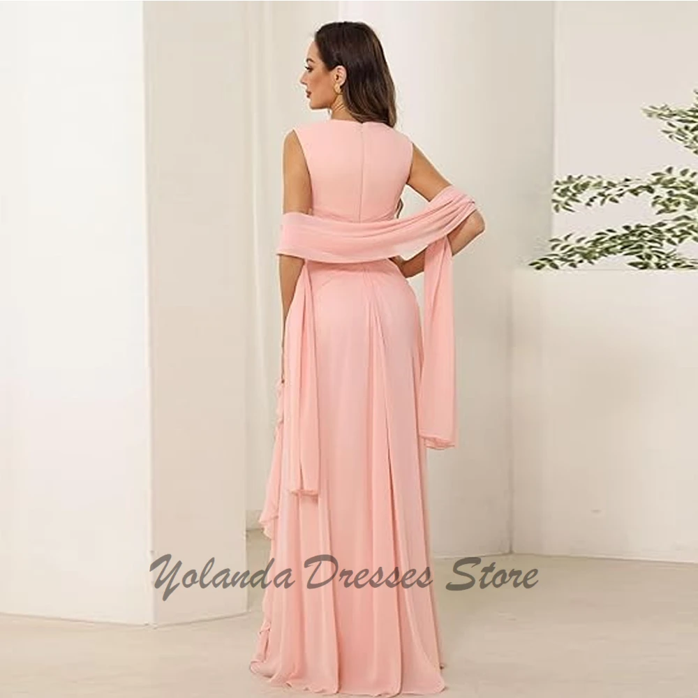 Simple V Neck Mother of The Bride Dresses Zipper Back Chiffon Formal Evening Gown Floor Length Sleeveless Pleated Mermaid 2025