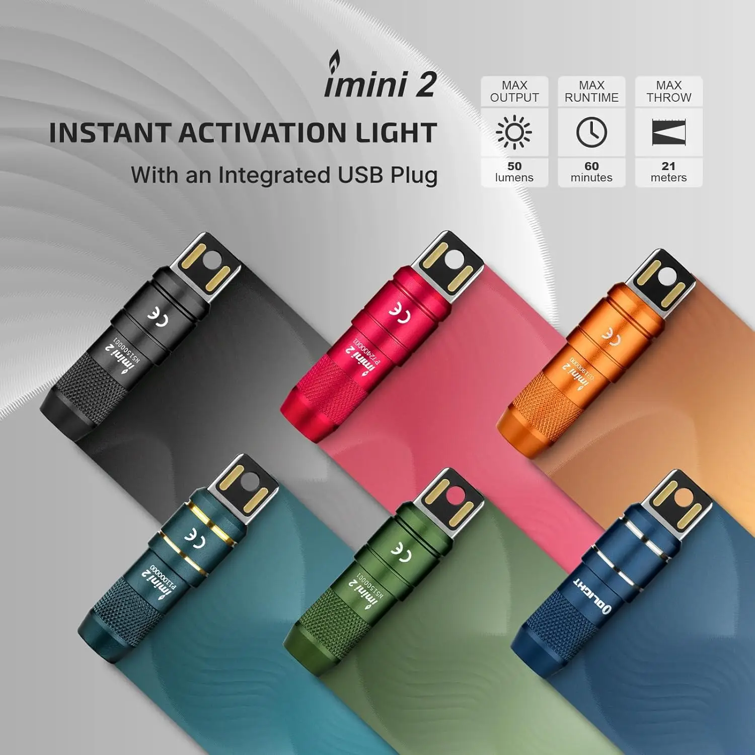 Olight imini 2 chaveiro luz 50 lúmens recarregável EDC mini lanterna