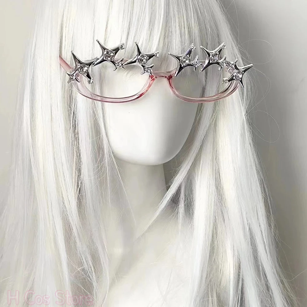 

Очки со звездами в стиле панк, субкультура Y2K, розовая оправа для очков, унисекс, готические солнцезащитные очки без линз, оправа для очков, Хэллоуин, карнавальный реквизит