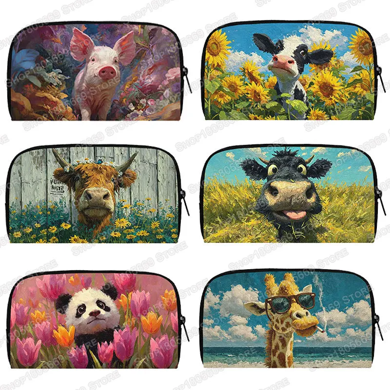 

Funny Animal Cows and Sunflowers Pig Panda Women Wallet Credit Card Phone Holders Coin Money Bag Girls Purse Long Wallets