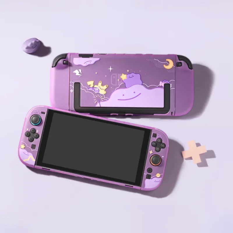 ¡Caliente! Funda protectora Pokemon Switch 2, funda con diseño de Ditto Pikachu para consola de juegos Ns2, accesorios para juegos, carcasa dura de tipo dividido