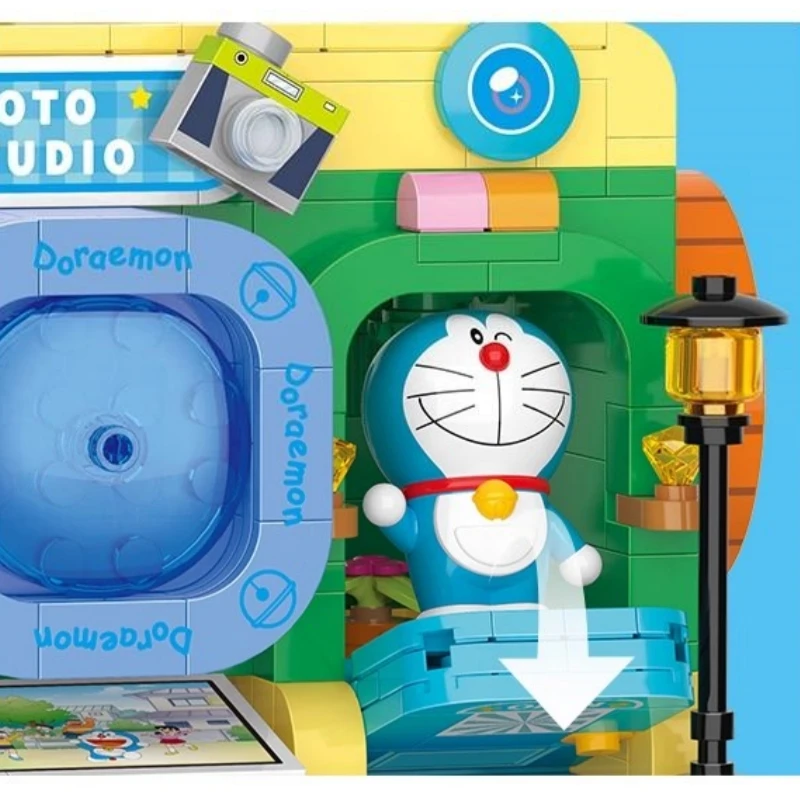 Doraemon Building Blocks Folding Anime Scene TV Small Particle Splicing Puzzle Model Street View Ornament Toy Gift