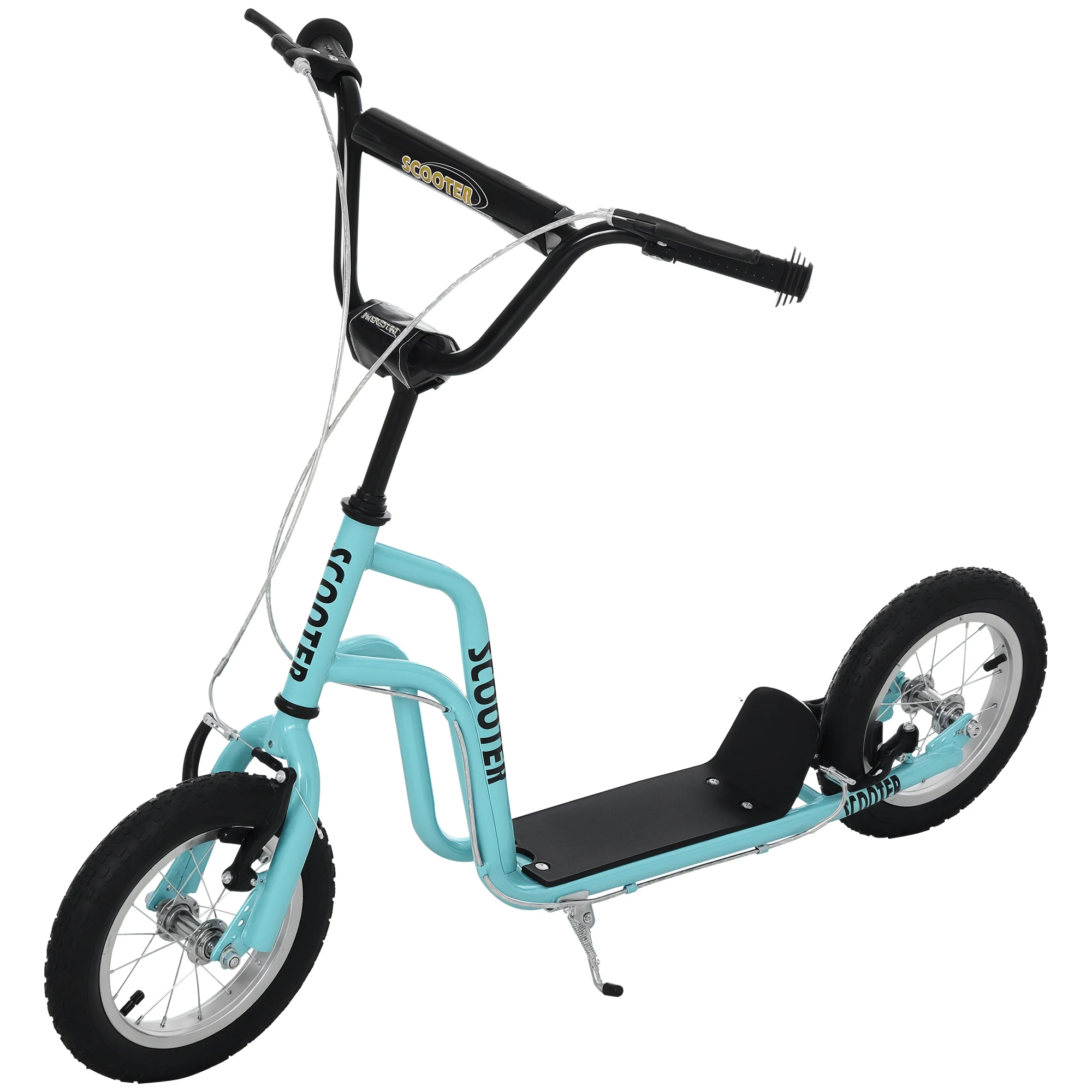 HOMCOM Patinete Infantil de +5 Años con Manillar Ajustable en Altura y Estructura de Acero Carga 100 kg 120x58x75-80 cm Azul