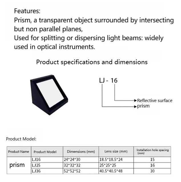 Industrial Automation Inspection Optical Prism Light Source High Refractive Angle For CCD Machine Vision System