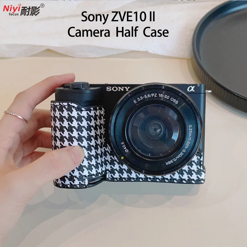 ZVE10II Pu Leather Camera Case Half Case Body Fall-proof for Sony ZVE10 II Camera Hard Case