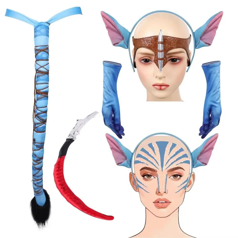 Avatar de fuego ceniza Cosplay Varang cola y orejas Neytiri Jake Sully diadema con orejas Cosplay accesorios de juego de rol accesorios de Halloween