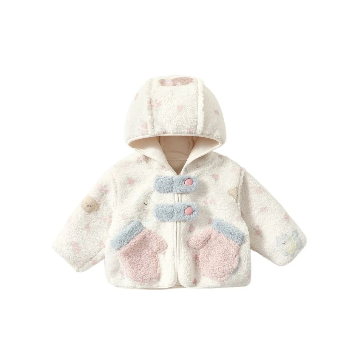 Girls' Fleece Thickened Jacket Autumn and Winter New Hooded Clothes Children's Winter Clothing 4