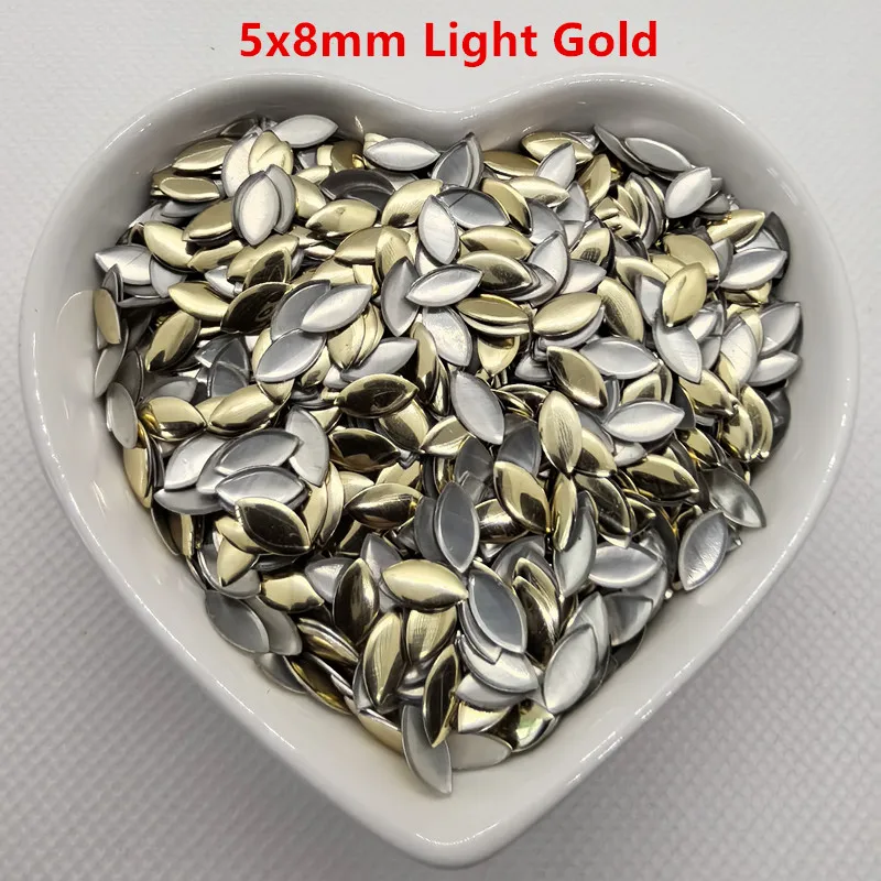 Hotfix Studs Light Gold 5x8MM Oval Shape AA Nailhead 144Pieces/lot Flatback Aluminium Metal Small Beads Shoes Decoration