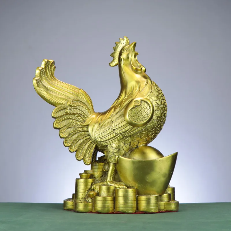 , Zodiac , Golden , Money , Home and Shop Copper Ornament, Large Phoenix Rooster