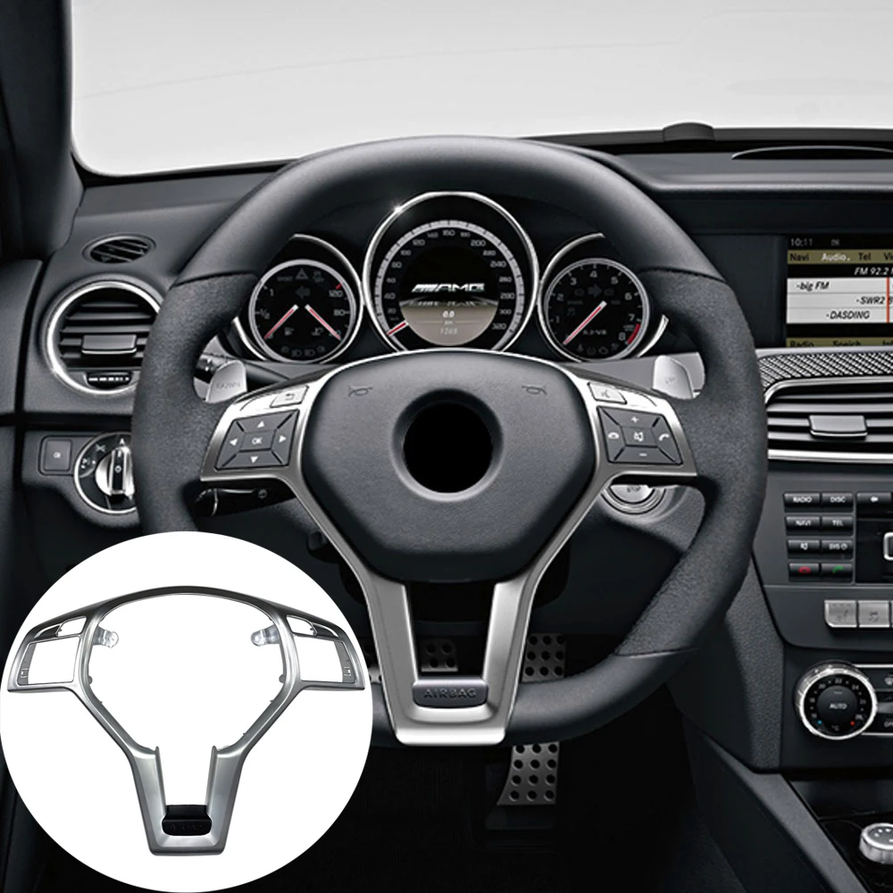 

Для Mercedes Benz AMG A B C E GLK GLA CLA CLS Class W176 W246 W204 W212 W156 W117 Хромированная накладка на руль автомобиля