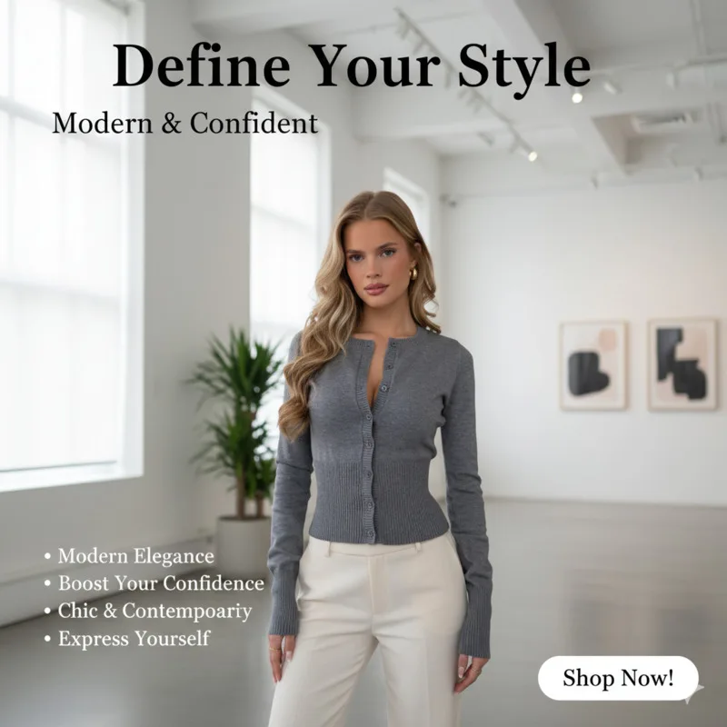 

Fashion Women's Ribbed Knitwear Cardigan Long Sleeve Slim Patchwork Short Sweater Top Casual Inner Layer Soft Autumn Outwear New