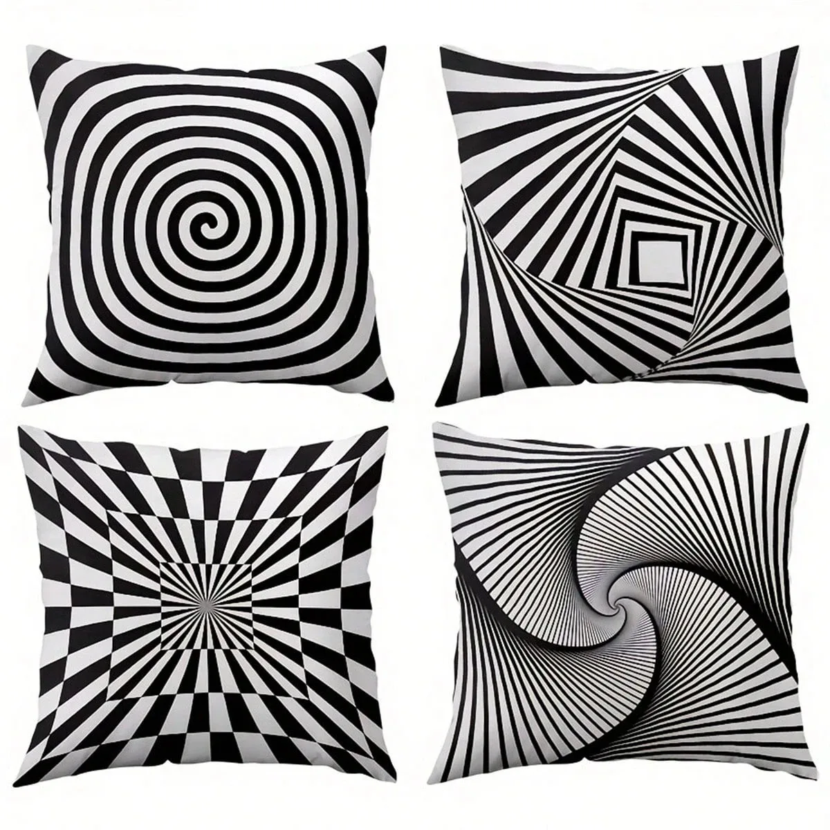 Black and White Optical Illusion Pattern Pillowcases Pattern Cushion Cover Suitable for Sofa Bedroom Car Pillow Cover Home Decor