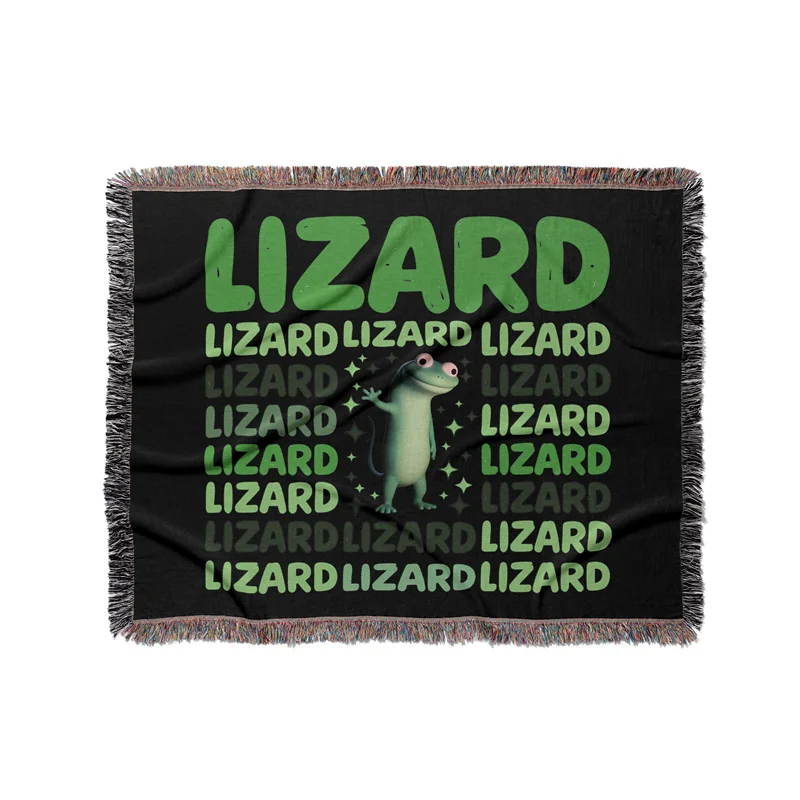 Gaslight Gatekeep Girlboss Tom The Lizard Lizard Lizard Lizard Lizard Button Jacquard Fringed Woven Throw Blanket with Tassel