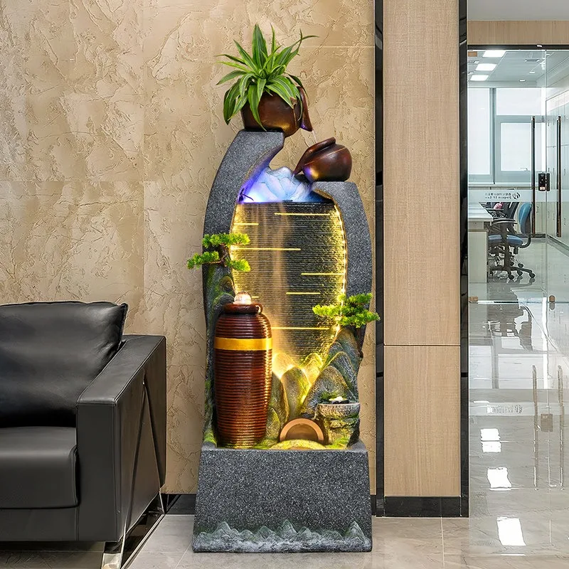 New Chinese Style Rockery Flowing Fountain Decoration Living Room Office Floor Circulating Water Landscape