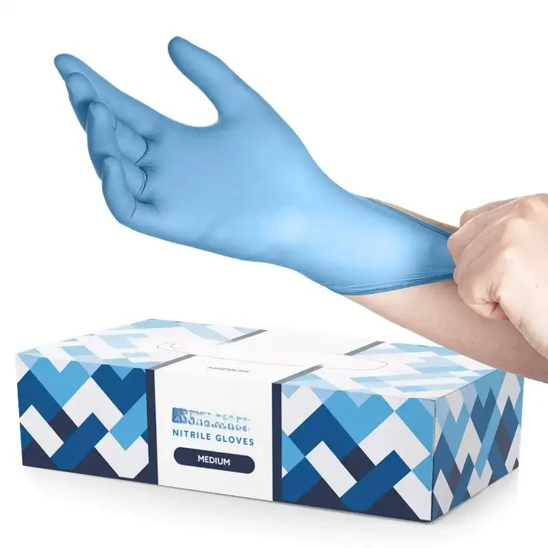 Blue Nitrile Disposable Gloves Medium | 100-Pack | Latex-Free for Cleaning,Cooking, Tattoo, Hair Dye