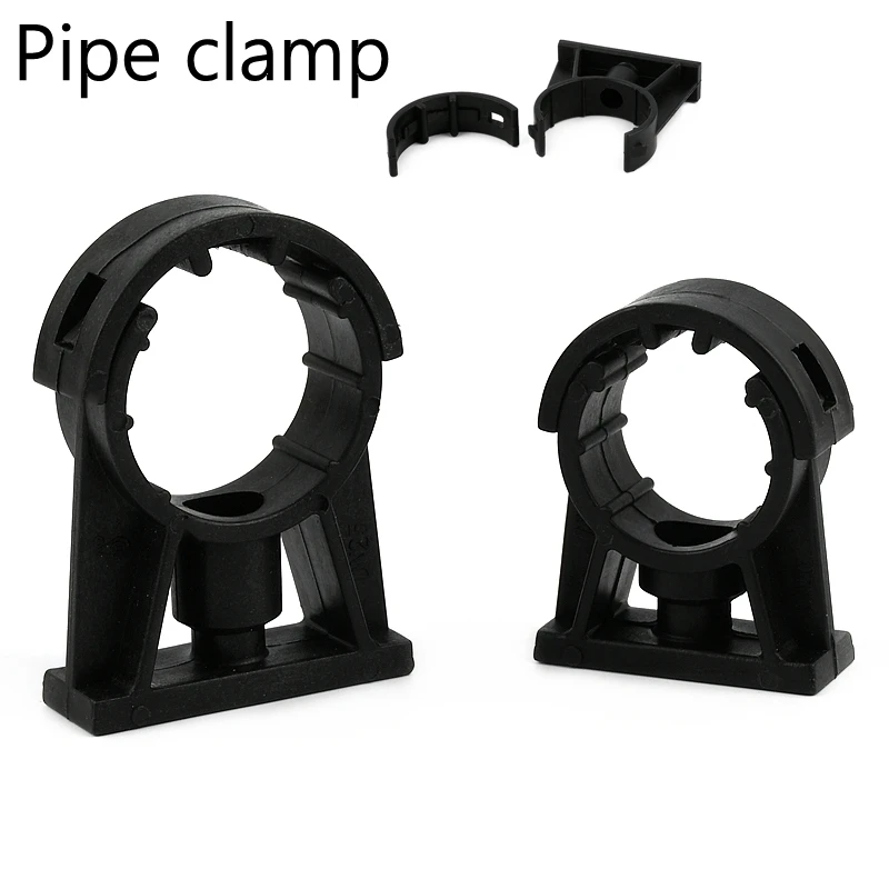 1PC Black Pipe Clamp Plastic GFPP for Water Pipe Tube with Diameter Garden Irrigation Connector Aquarium Fish Tank High Quality