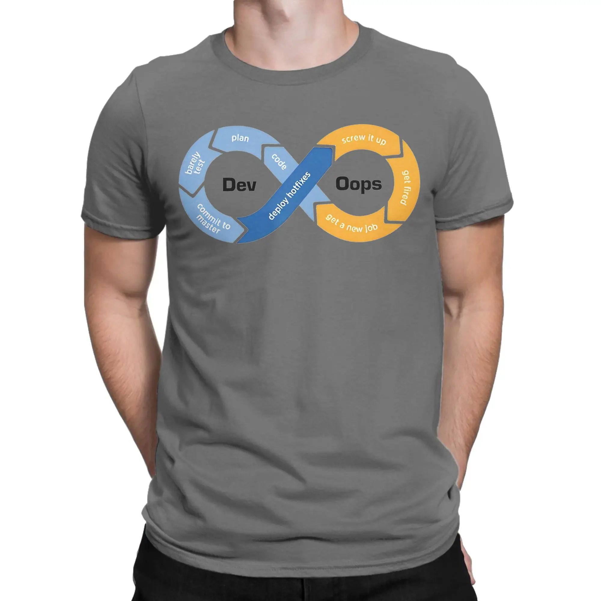 Vintage DevOops DevOps Parody Programmer T Shirt Men Cotton Short Sleeve  O-neck Summer Clothing