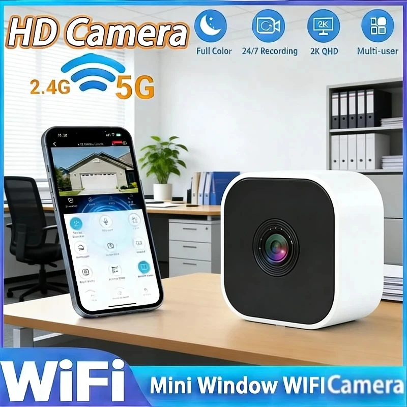 WiFi Window Camera 2.4/5GHz 3MP Full Color Night Vision Indoor Security Camera Replaces Outdoor Cam Through Window Surveillance