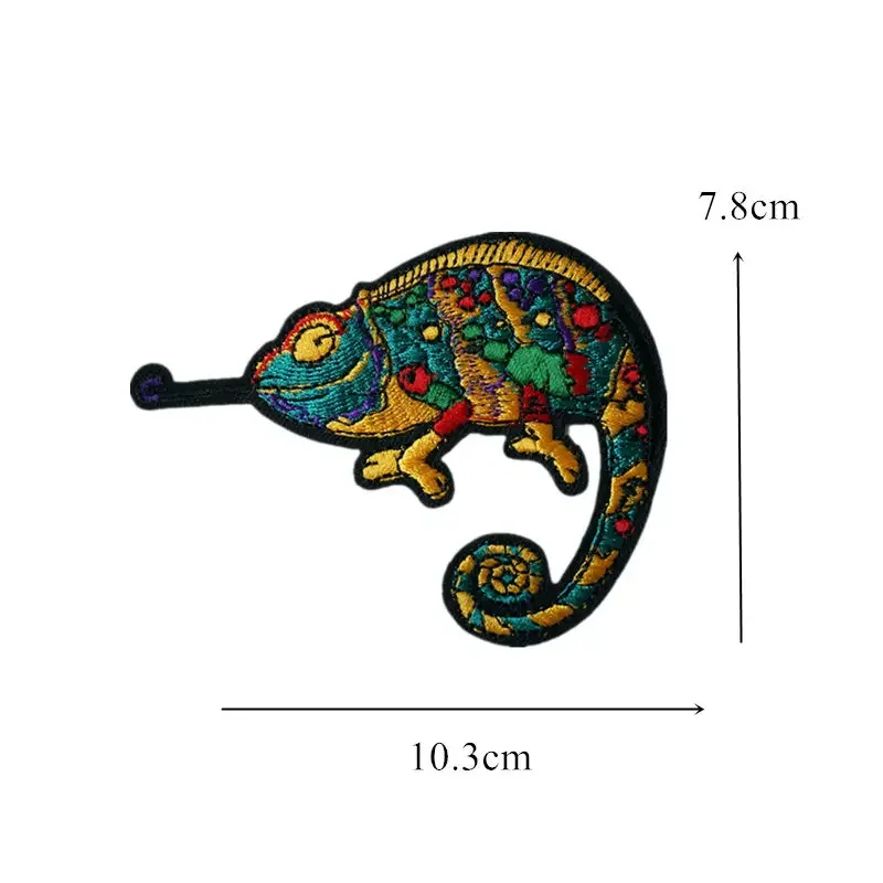 Embroidered Patches Colorful Lizard Chameleon Four Legged Snake Sew Iron On Badge For Jeans Appliques DIY Sticker Decoration