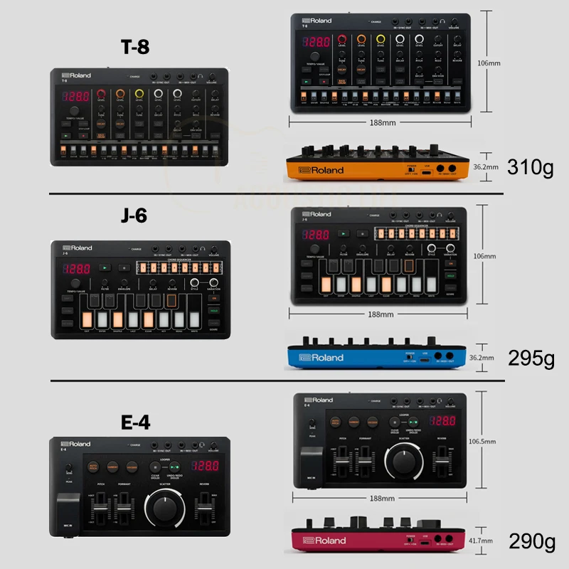 Roland T-8 Beat Machine E-4 Voice Tweaker J-6 Chord Synth Aira