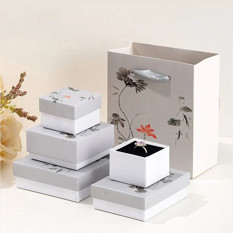 12pcs Heaven and Earth Cover Jewelry Paper Box Chinese Classic Vintage Valentine's Day for Necklace Ring Jewelry Packaging Cases