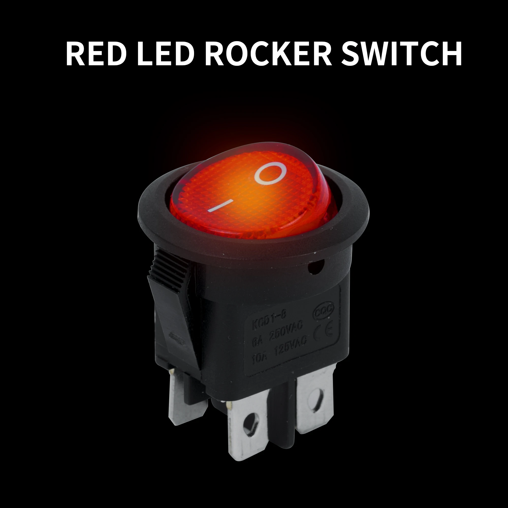 

5Pcs 12/24/220V Round Rocker Switch 20MM 4 Pin ON/OFF DPST Latching LED Lighted On Car Push Button Switches Transparent Red