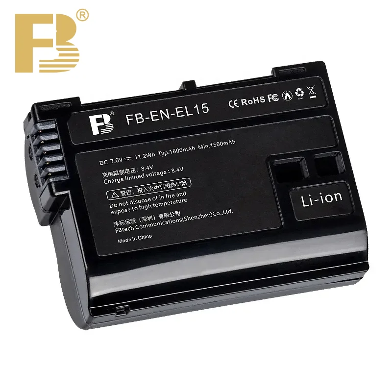 FB EN-EL15 EL15C Battery 1600mAh For Nikon Camera Z7II Z6II D7500 D7200 D850 D780 Z5 D750 D810 D7100 D610 D800E with USB Charger