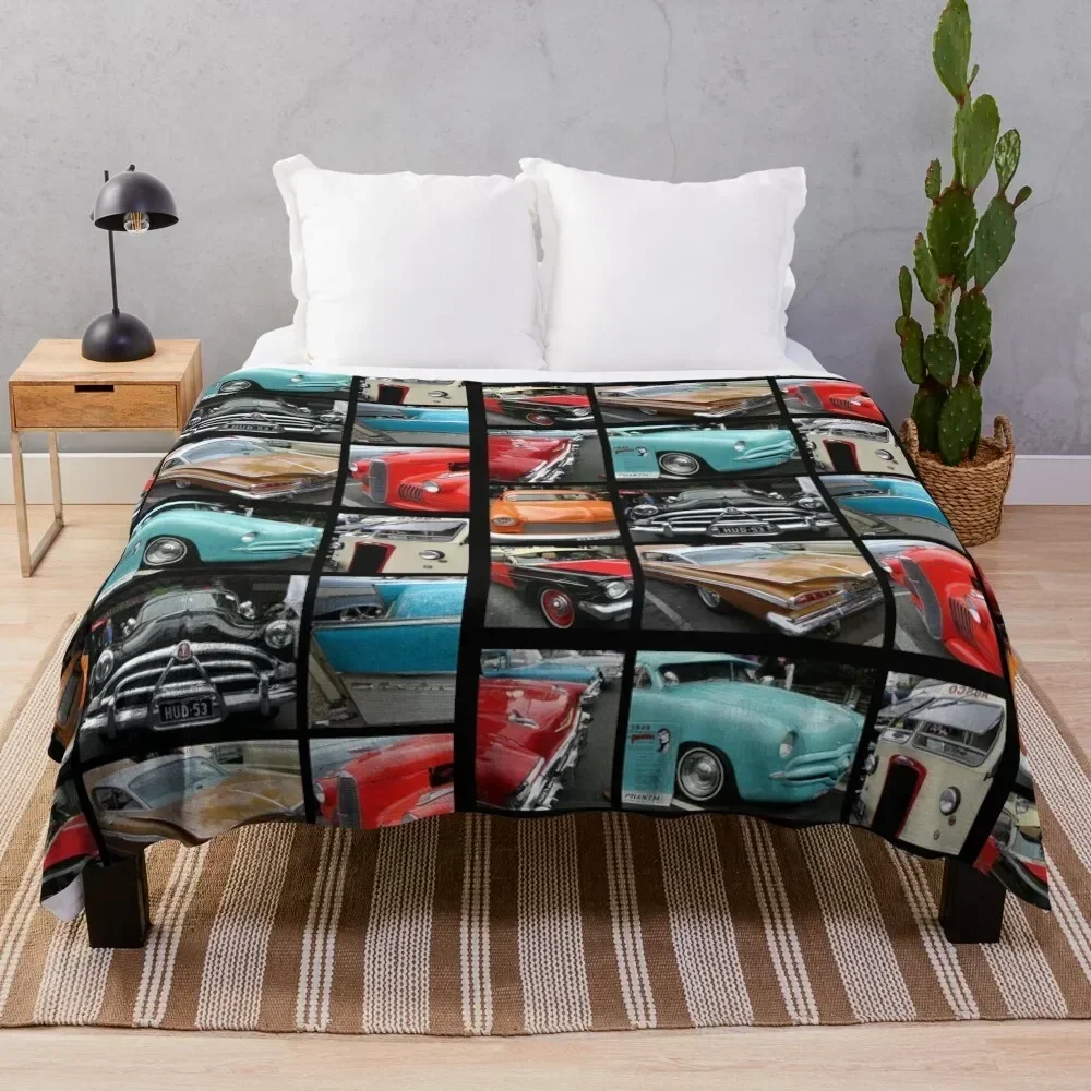 

Vintage car collage Throw Blanket Hairys Warm Custom Blankets