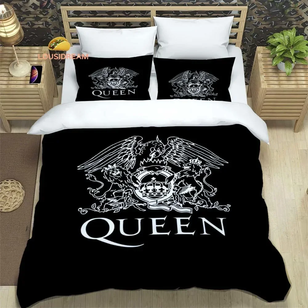 Rock Band Queen Logo Sheets Quilt Covers Bedding Dormitory Sheets Three-piece Bedding Set Three-piece Soft Warm Bedding Set