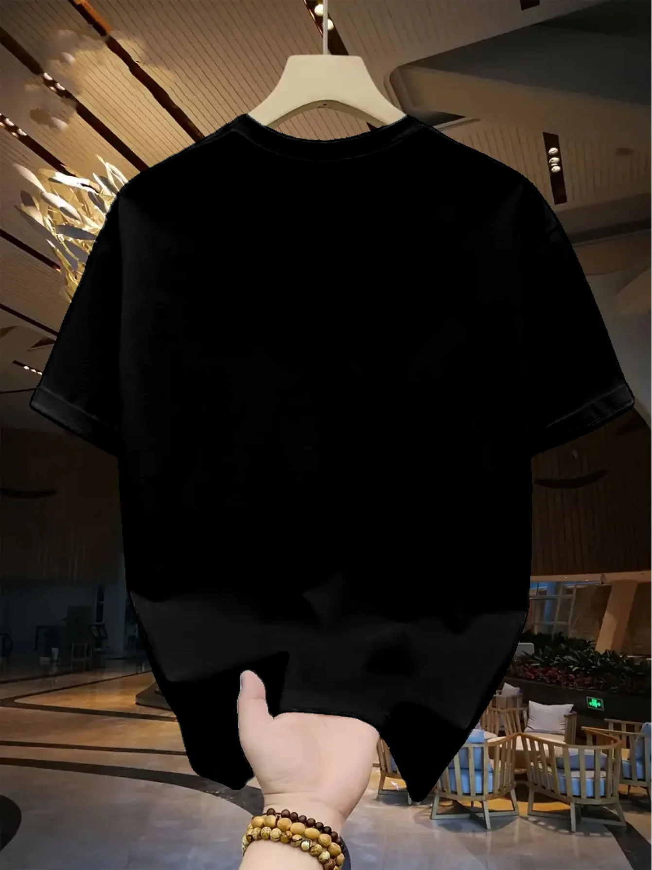 100% Pure Cotton Men's Casual Loose and Fashionable Geometric Bird Pattern Printed Comfortable Short-Sleeved Round Neck T-Shirt