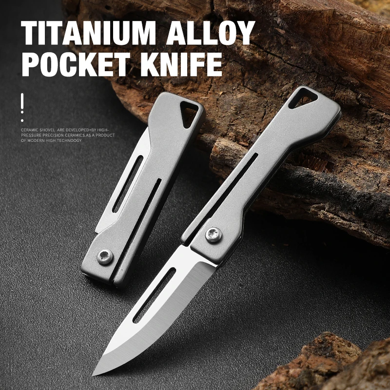 Titanium Alloy Sharp Folding Knife Titanium Mini Knife Gift Outdoor Camping Knife Edc Keychain Pendant Unpacking Express Opener