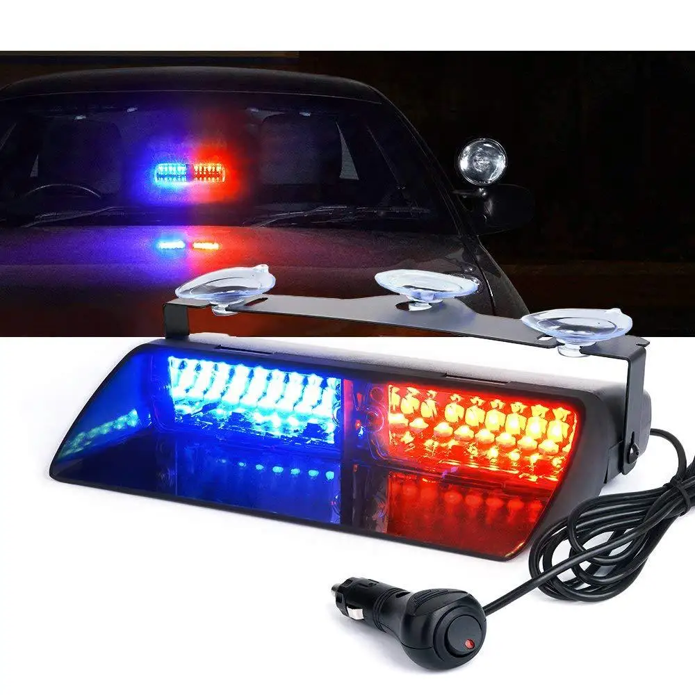 16LED Police Lights Car LED Strobe Light 12V Red/Blue/White Signal Lamps Flash Dash Emergency Flashing Windshield Warning Light