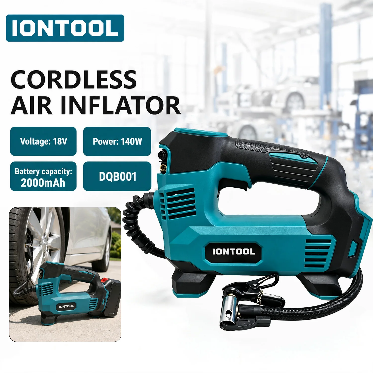 IONTOOL Cordless Tire Inflator Bare Unit Hand Tools Tire Pump for Vehicle Tire Pressure Maintenance and Roadside Trip Use