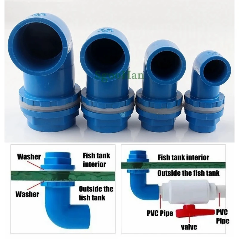 ID 20~50mm Aquarium Fish Tank Inlet Outlet Elbow Connector Water Tank Overflow Drainage PVC Tube Joint Garden Water Pipe Joints