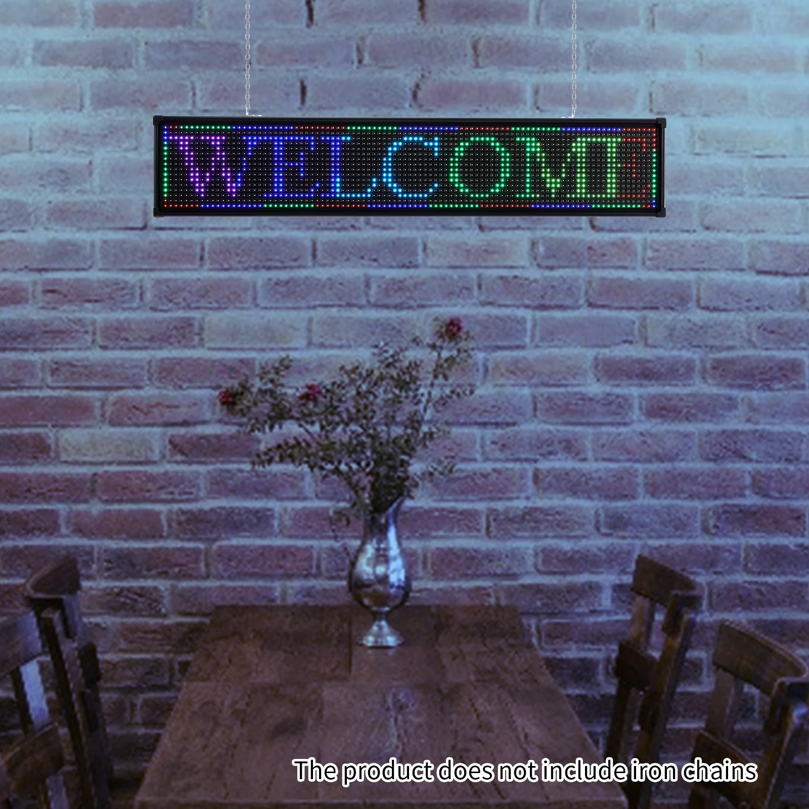 لوحة لافتة تمرير LED صغيرة مقاس 40 × 8 × 2 - شاشة إعلانية رقمية قابلة للبرمجة مع 7 أوضاع ألوان، تأثيرات إضاءة متعددة