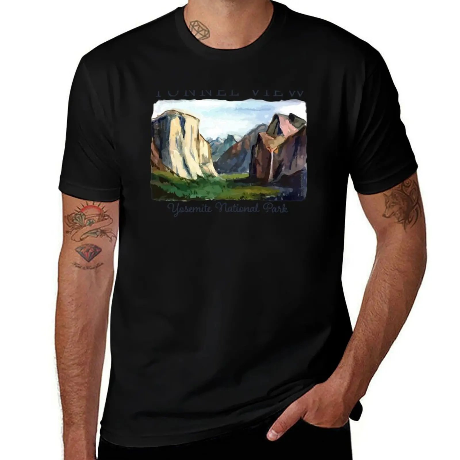 

Wawona Tunnel View - Yosemite National Park, El Capitan, Half Dome T-Shirt Trend Art Print T-Shirt