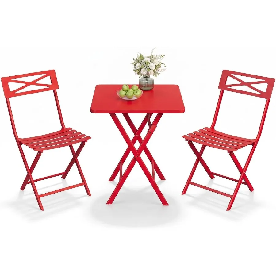 3 Pcs Patio Bistro Set, New Iron Outdoor Furniture Set, Metal Table and Chairs Set for Balcony, Garden or Porch