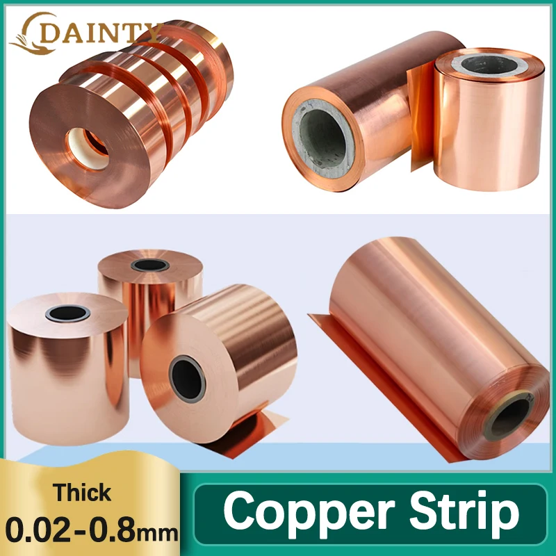 

1 Meter 99.9% Pure Coppers Strip Ultra-thin Copper Foil Red Copper Thickness 0.02mm -0.8mm Width 10-300mm