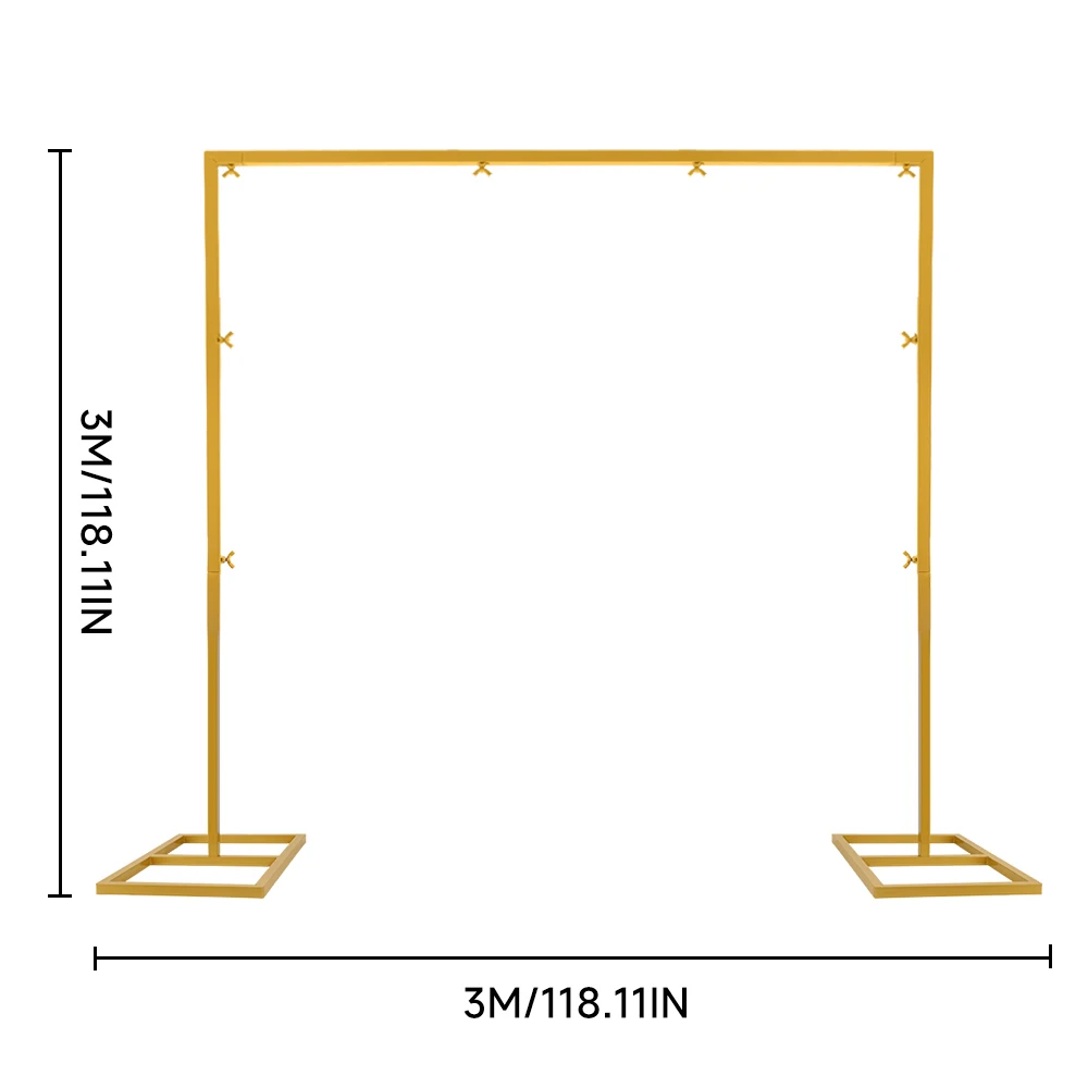 3M*3M Rechteckiger Eisen-Metall-Hintergrundständer, für Hochzeit Geburtstag Party Babyparty Abschlussfeier, Innen- und Außendekoration für Festivals – Detail 8