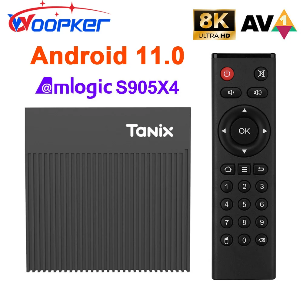 

Смарт ТВ-бокс Woopker Tanix X4 Android 11 Amlogic S905X4 4 Гб 64 Гб двойной Wi-Fi 2,4G/5G 100M UHD медиаплеер ТВ-приемники