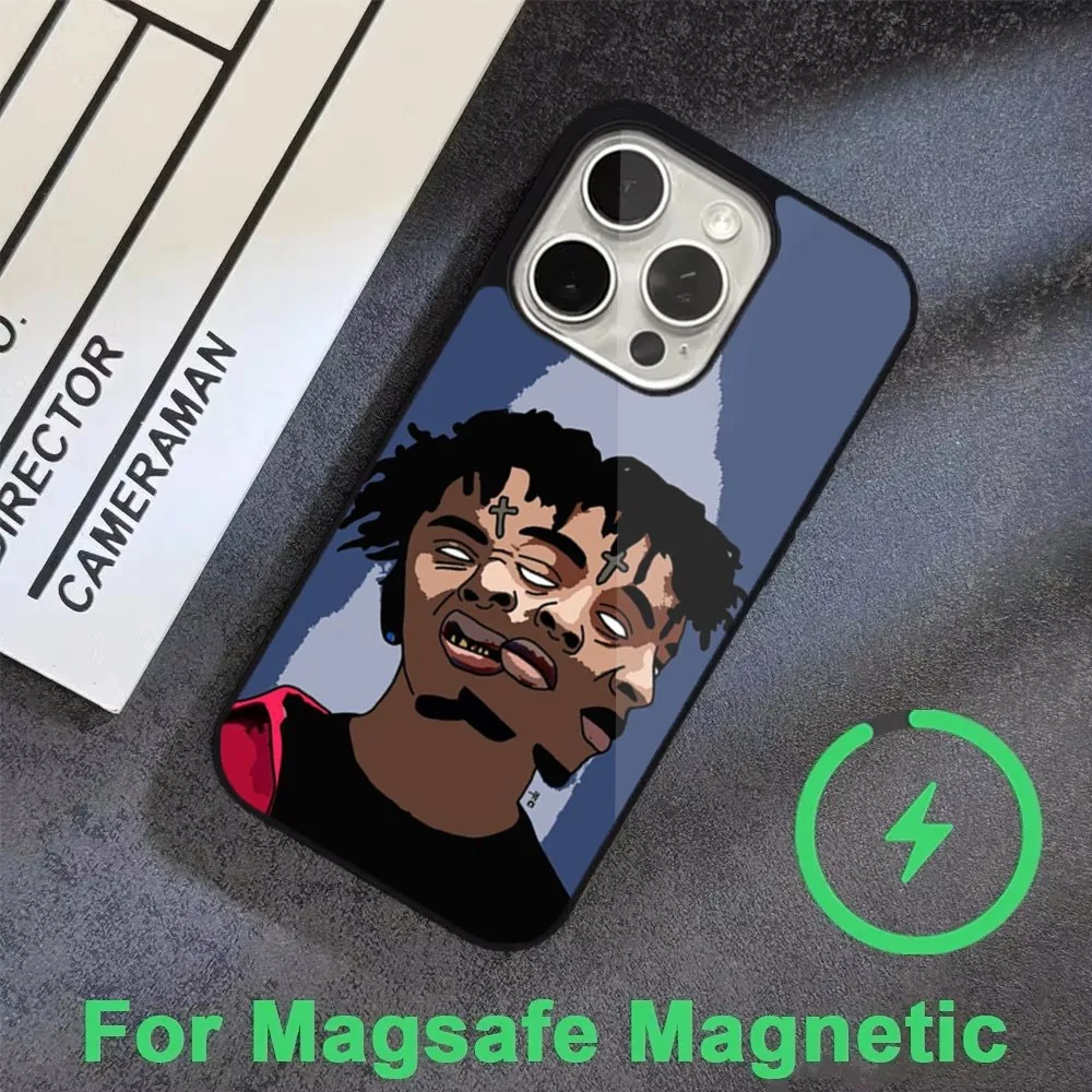 21 S-Savage I-ISSA حافظة هاتف مغني الراب لهواتف iPhone 16,15,14,13,12,11,Pro,Max,Plus,Mini,Magsafe,حافظة شحن لاسلكية مغناطيسية